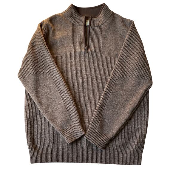 L.L.Bean Other - L.L. Bean Waterfowl Merino Wool Sweater Men Size XLT Tall Brown Elbow Patch